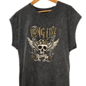 Camiseta long live gris