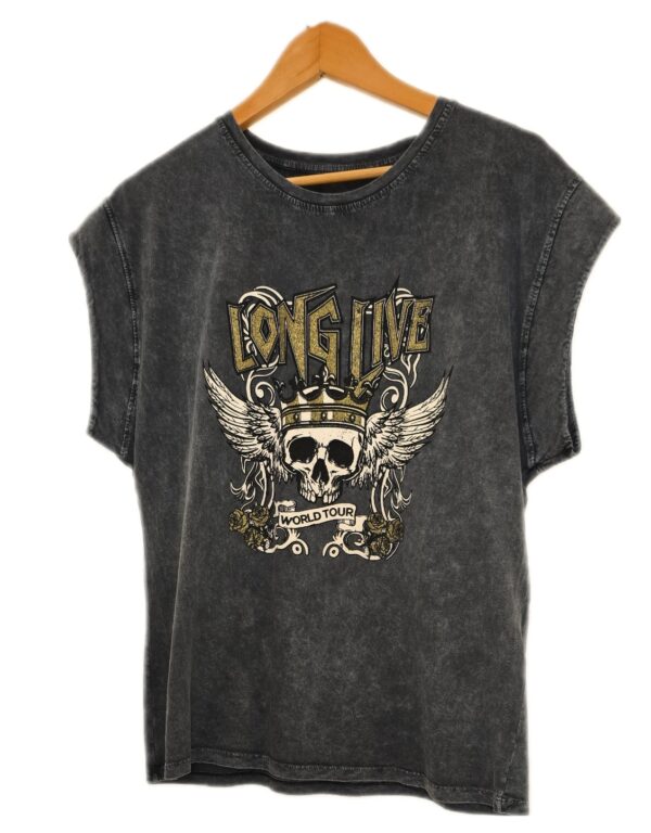 Camiseta long live gris