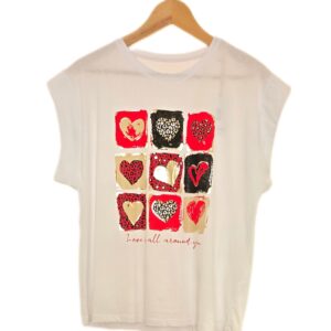 Camiseta corazones print