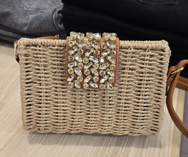 Bolso rafia pedrería